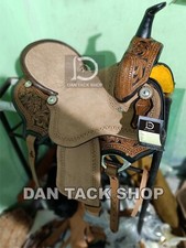 Handmade Western Premium Leather Horse Barrel Saddle with Tack Set Free shipping