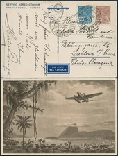 Katapult Brasilien 1935 Condor-Weihnachtskarte Tschechoslowakei Catapult / 402