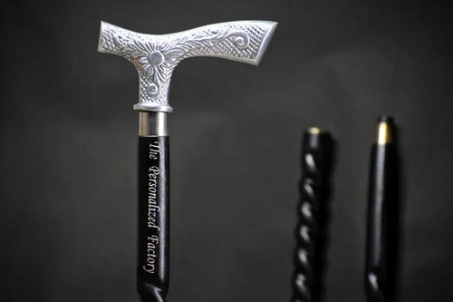 Handcrafted Silver Aluminum Spiral Cane a Vintage Walking Stick Christmas Gift - Picture 3 of 5