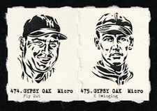 JOHNNY MIZE - SMOKY JOE WOOD Uncut 2-Card Panels VERY RARE Baseball MICRO Card