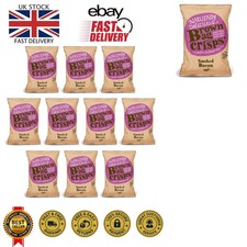Irresistible Smoked Bacon Chips - 40g Bags, Perfect Gluten-Free Snack - 10 Count