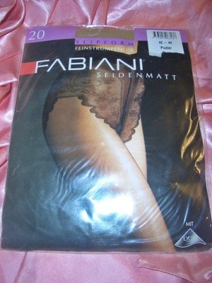 FABIANI seidenmatt schimmernde Nylons Feinstrumpfhose Gr. 42-44 M/L puder OVP
