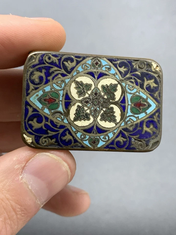 Ancien Pyrogene Boite Gratte Allumette Émaux Cloisonné Vintage Old Box Fumeur - Photo 2/4