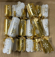 8 x CHRISTMAS CRACKERS GOLD WHITE LUXURY DINNER PARTY NEW YEARS CATERING NEW
