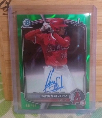 Hayden Alvarez 2025 Bowman Chrome Green Lava Refractor 1st Bowman Auto RC /99