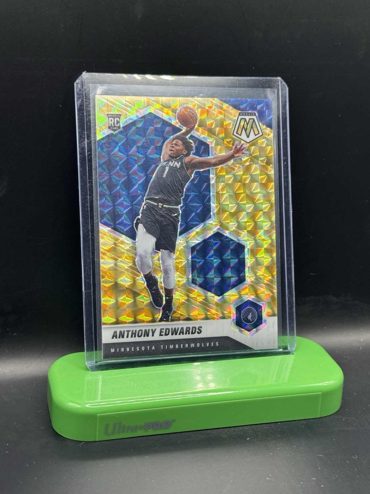 2020-21 Panini Mosaic - Rookie Anthony Edwards #201 Gold Wave Mosaic Prizm (RC)