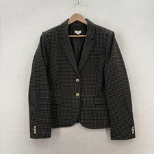J.Crew Factory Elbow-Patch Keating Boy Blazer Womens 14 Gray Houndstooth Wool