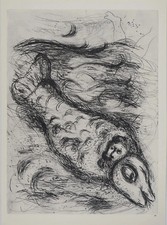 Marc CHAGALL: Die Bibel, Der Wal Verschlingt Jonas, Heliogravur, 1960