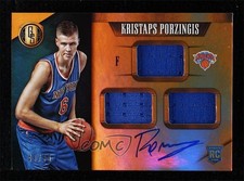 2015 Panini Gold Standard Rookie Jersey Triple 49/99 Kristaps Porzingis Auto 0b9