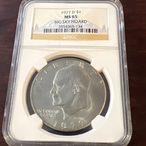1977-D $1 Eisenhower IKE Dollar BIG SKY HOARD Denver NGC MS65 L-448