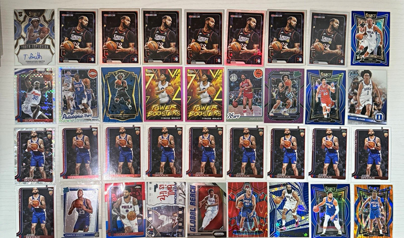 Philadelphia 76ers 45 card lot; 23 Rookie cards; inserts, refractors, SPs, Autos