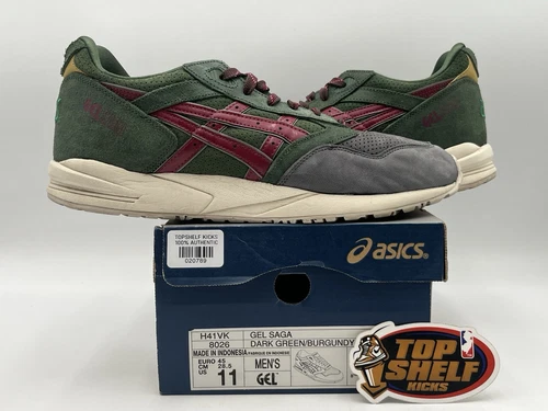 Albero di Natale ASICS Gel Saga 2018 Taglia 11 Autentico Trainer Low Runner Verde