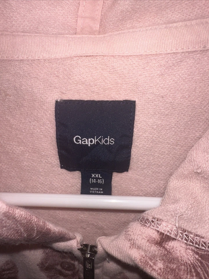 Moletom com capuz GAP Kids XXL (14-16) rosa VHTF CAT mistura de algodão bolsos LS Euc - Imagem 4 de 4