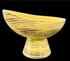 McCoy Pottery Harmony Line Yellow W/ Brown Lines Footed Planter 1960's MCM