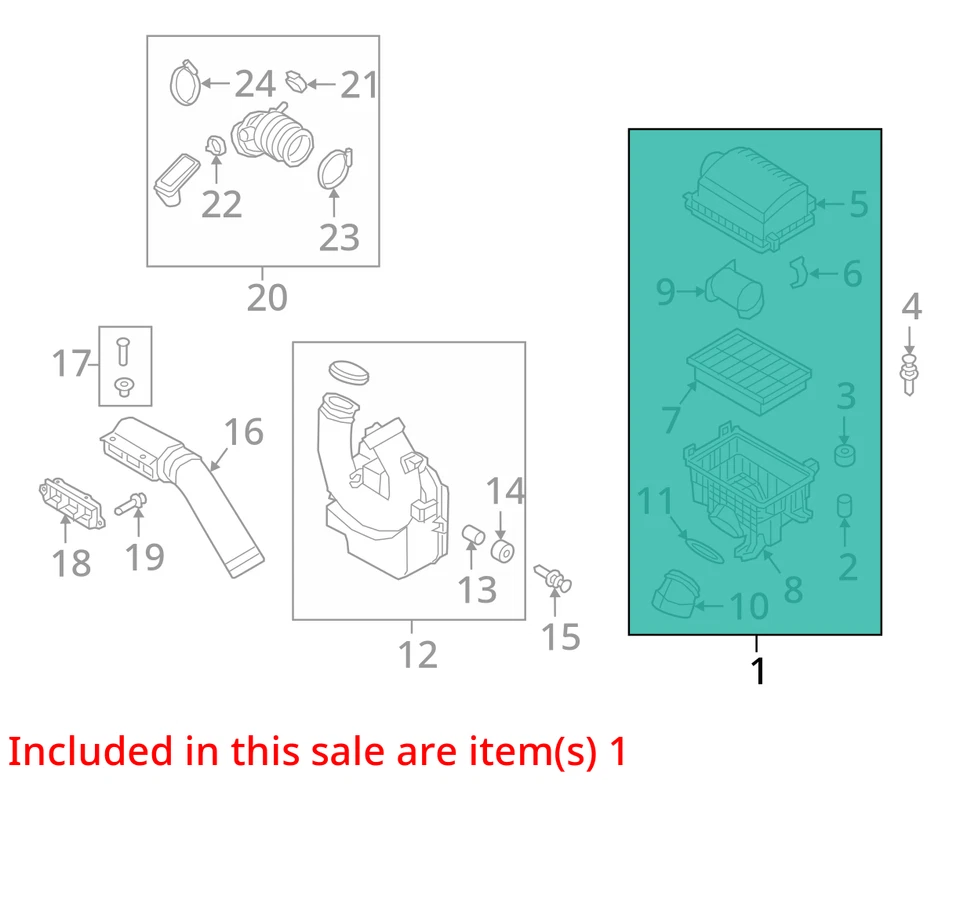 Hyundai Elantra 2017 carcasa de filtro de aire usada 2,0 L tracción delantera 107 k millas fabricante de equipos originales Foto 3 de 4