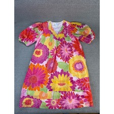 J. Marie Dress A Line Mini Vibrant Floral Retro Puff Sleeve Size Small