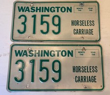Vintage Washington State Horseless Carriage License Plate Set