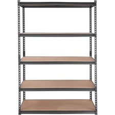Steel 5-Tier 2000lb Capacity Rack 48x24x72 Black Heavy Duty
