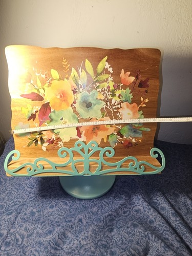 Pioneer Woman Willow Wood Cookbook Tablet Recipe Holder Stand Butterfly Floral - Picture 7 of 9