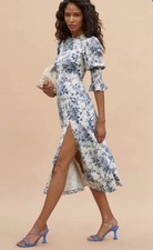 Reformation Carolena Floral Midi Dress Slit Size 4 Feminine Romantic Fast Ship