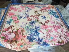 Joie Shawl Wrap Pashmina Cotton Embroidery Le Jardine Flowers 72L x 40W RARE NEW