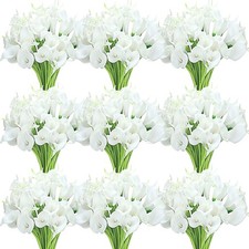 Janinka 60 Pcs Calla Lily Faux Flowers 14 Inch White