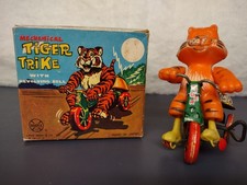 Vintage 1960s MARX Mechanical Tiger Trike Windup Toy with Original Box
