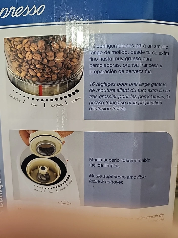 Molinillo de café eléctrico blanco con rebabas cónicas Capresso Infinity Plus Foto 2 de 4