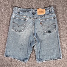 Vintage 90s Levis 550 Orange Tab Relaxed Fit Denim Shorts Made in USA 34x11