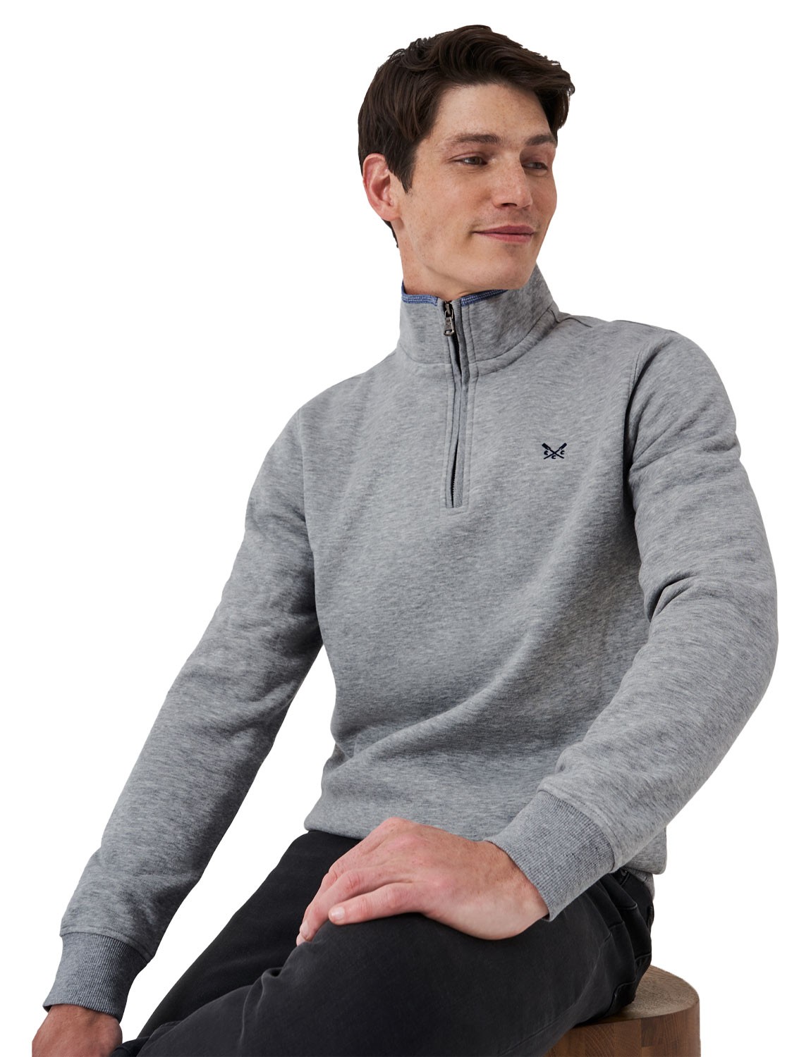 Sudadera para hombre con media cremallera, interior cepillado, puños acanalados, cuello interior y