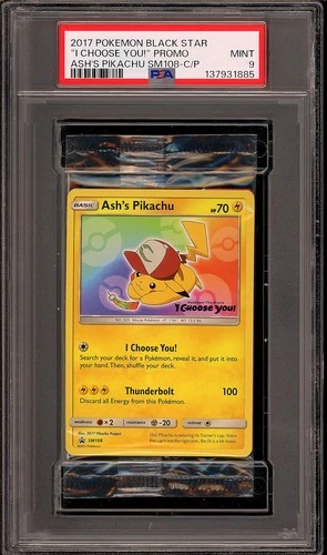 Pokemon 2017 Ash's Pikachu SM108 Black Star Promo I Choose You Sealed PSA 9