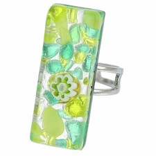 GlassOfVenice Murano Glass Venetian Reflections Rectangular Adjustable Ring - Gr