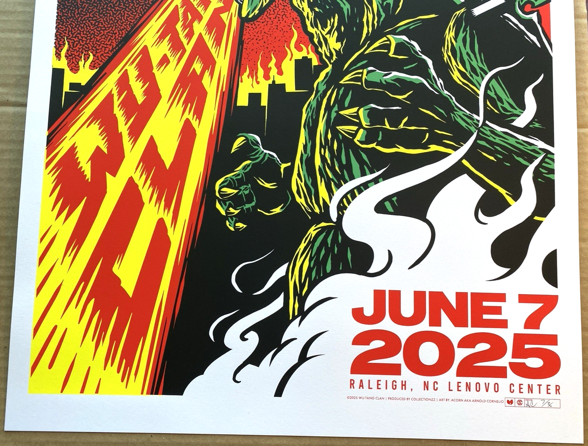 AUTHENTIC WU-TANG CLAN SHOW CONCERT AP POSTER Raleigh NC 2025 #/36