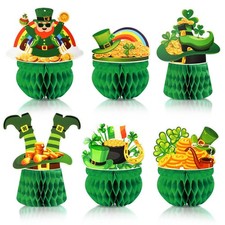 6PCS St Patricks Day Table Decorations 3D St.Patrick's Day Honeycomb Centerpiece