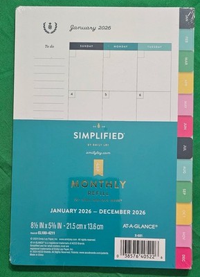 2026 Simplified by Emily Ley Monthly Refill 8 1/2'' x 5 3/8'' (EL100-4211)