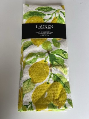 Lauren Ralph Lauren 2pc Cotton Kitchen Towels Lemon Fruit Floral Machine Wash