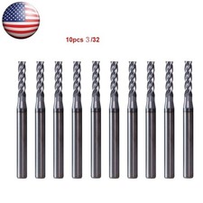 10Pcs 4 Flute 3/32" x 1/8" x 3/8" x 1-1/2" End Mills Solid Carbide AlTiN Coated