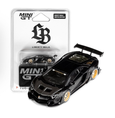 ミニカー Liberty Walk Mini GT Aventador Mini GT Liberty Walk Lamborghini Aventador Matte Black 1/64 2pc