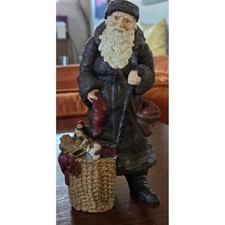 Vintage 1987 ETC Father Christmas Santa Claus Figurine Old World Folk Art Brown