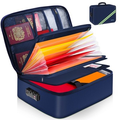 Document Organizer Folder,Fireproof Expanding File Folder With Multi Pockets 3 Pockets File Organizer With Handle Portable Home Travel Safe Storage For Important Documents Passport Laptop