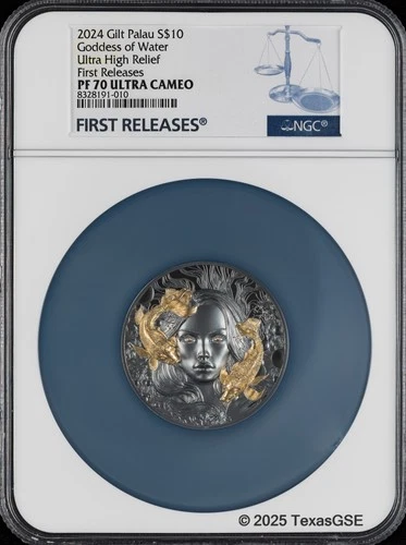2024 Palau 2oz Silver $10 Goddess of Water Black Proof NGC PF70 First Release