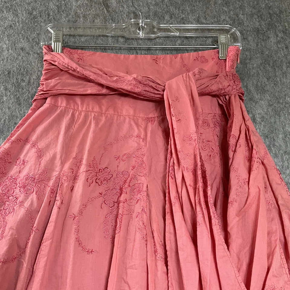 Saia Bebe Feminina Pequena Rosa Bordada com Cinto Casa Completa Boho Feita na França - Imagem 2 de 4