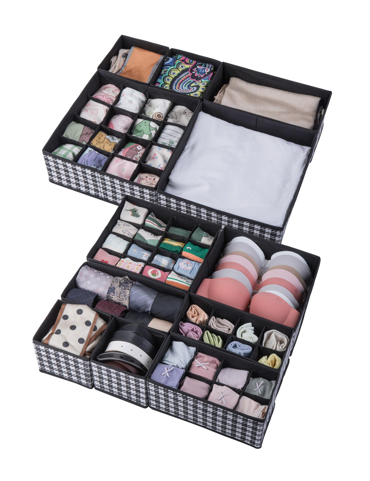 12-Pack Foldable Collapsible Fabric Drawer Organizers for Closet Clothing Storage Space-Saving Solutions for Home or Office