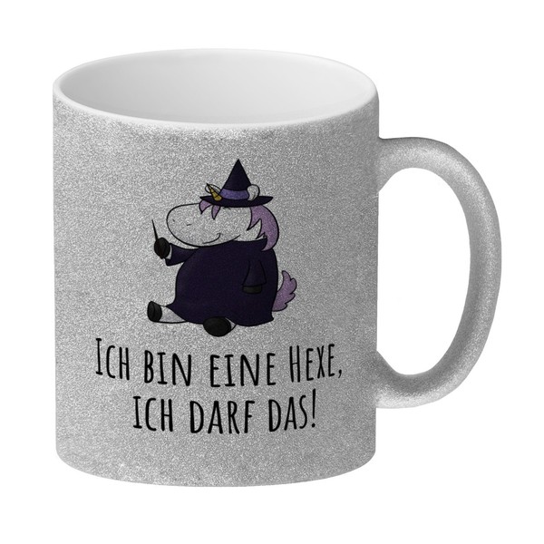 Einhorn-Hexe Glitzer-Kaffeebecher Mit Spruch Ich Bin Eine Hexe Ich Darf Das-image