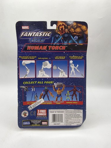 Toybiz Marvel Fantastic Four - Human Torch figure with Impy - New & Unopened - Picture 8 of 10