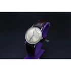 Vintage 1964 Timex Marlin Manual Wind Silver Tone Champagne Dial Brown Leather