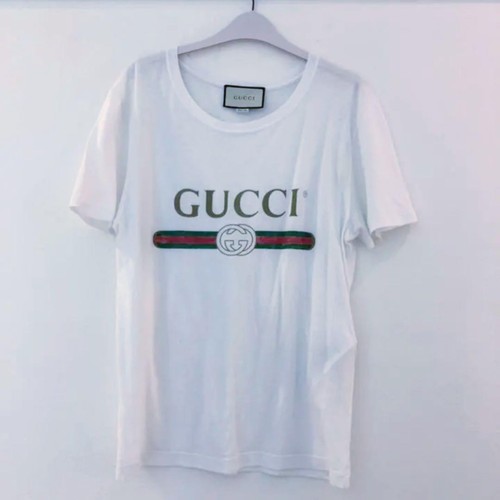 Autentyczna koszulka GUCCI Sherry Lien Blocking Logo Wzór Rozmiar XS Casual - Zdjęcie 1 z 24