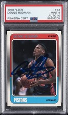 1988 FLEER #43 DENNIS RODMAN PSA 9 AUTO 10