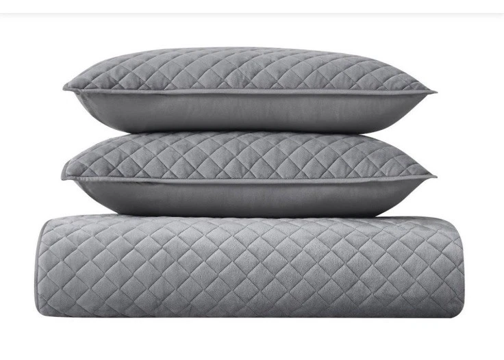 Royal Velvet Diamnond Velvet Quilt Full/queen 3 Pcs Grey QS5622GYFQ-2600 - Image 4 of 4