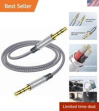 Stylish Gray 3.3ft Aux Cable - Male to Male for Headphones  Car Stereos
